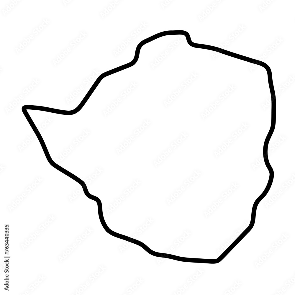 Obraz premium Zimbabwe country simplified map. Thick black outline contour. Simple vector icon