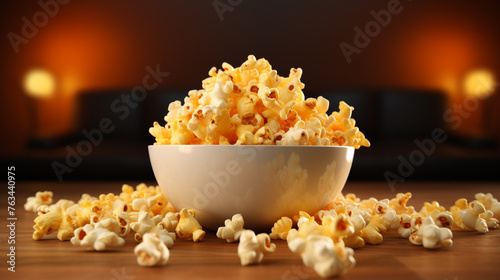 A  vector representation of a bowl of popcorn, perfect for movie night or snack-themed designs. © Mujtaba