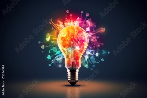 An abstract image of a light bulb with energy-saving icons