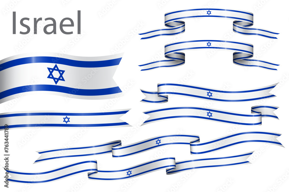 set of flag ribbon with colors of Israel for independence day celebration decoration set of flag ribbon with colors of Israel for independence day celebration decoration