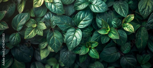 Close up green hedge wall texture with small leaves in garden, eco evergreen background photo