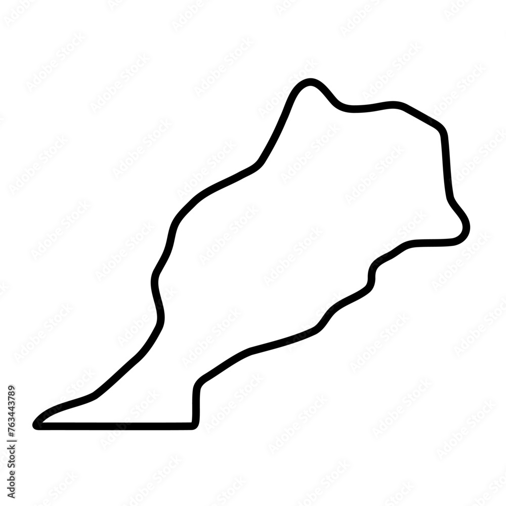 Morocco country simplified map. Thick black outline contour. Simple vector icon