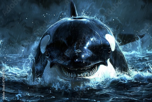 Whale Opening Mouth in Water