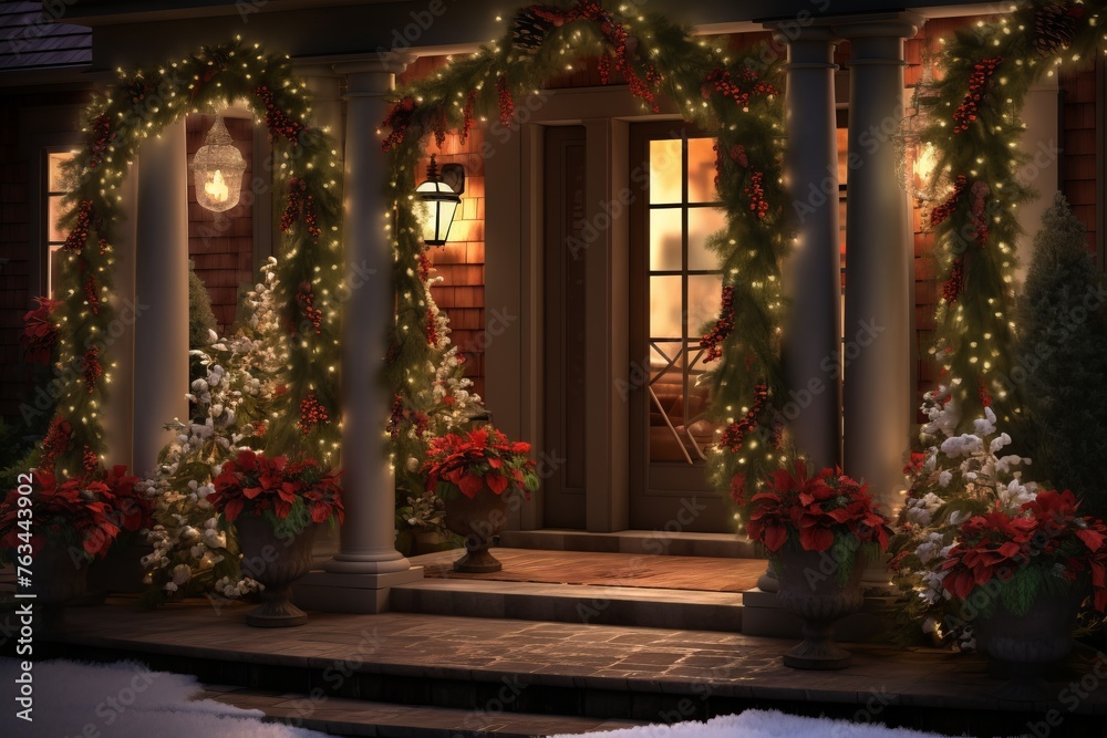 Beautifully decorated house with festive christmas lights Beautifully decorated house with festive christmas lights