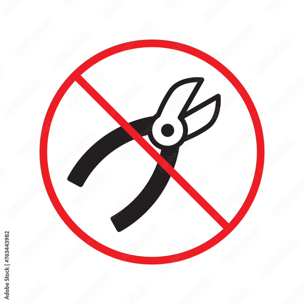 Forbidden wire cutter vector icon. Pliers flat sign design. Warning ...