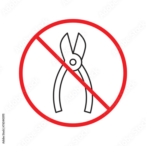 Forbidden wire cutter vector icon. Pliers flat sign design. Warning, caution, attention, restriction, danger flat sign design. No cutters symbol pictogram