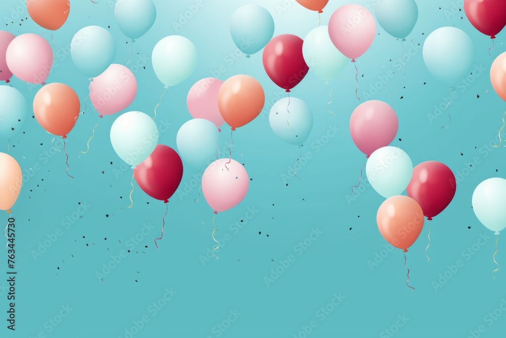 Playful and colorful  background adorned with floating balloons