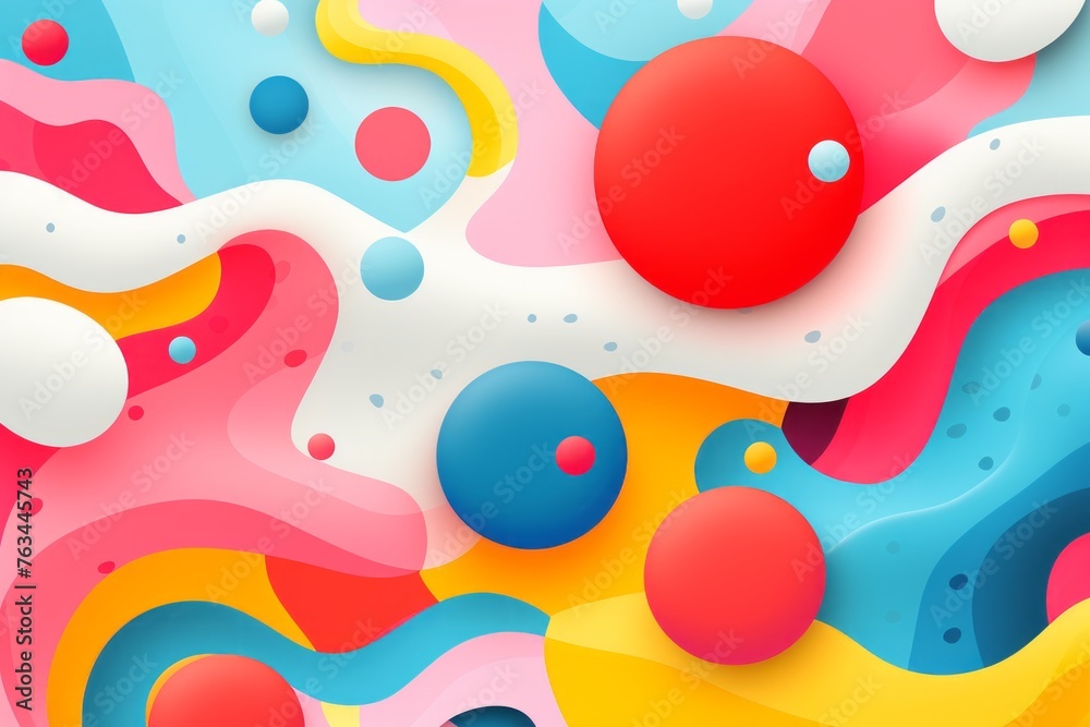 Playful and lively wallpaper background with abstract shapes and vivid colors