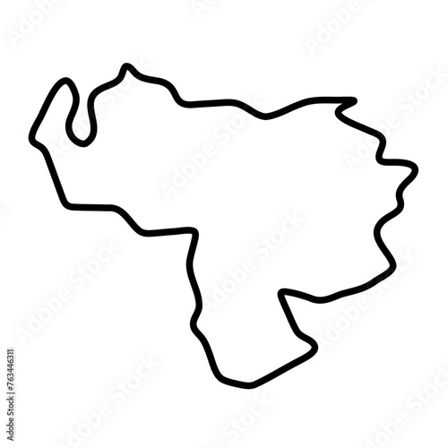 Venezuela country simplified map. Thick black outline contour. Simple vector icon