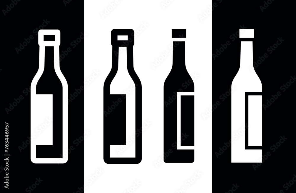 Bottle icon. Symbol of wine or alcohol. Identification of a store or alcoholic menu card. Bottle icon. Symbol of wine or alcohol. Identification of a store or alcoholic menu card.