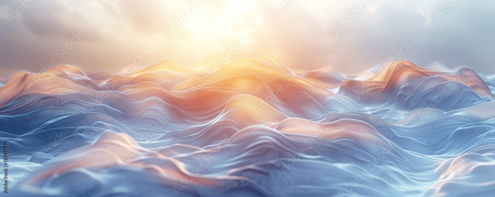 Texture of light flying fabric in light blue color, volumetric background, copy space. Texture of light flying fabric in light blue color, volumetric background, copy space.