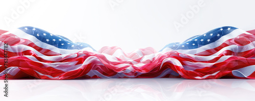 Waving fabric in the colors of the national flag of united states of America as wide graphic banner for political or elections with empty copy space. photo