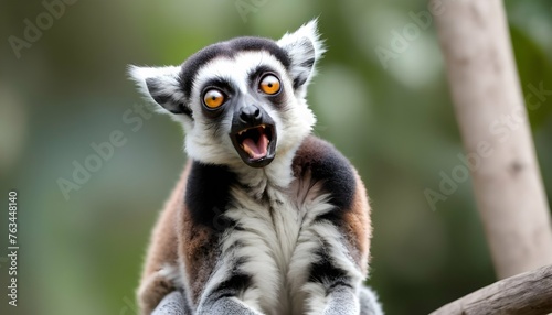 A Lemur With Its Eyes Wide Open Watching Carefull Upscaled 4