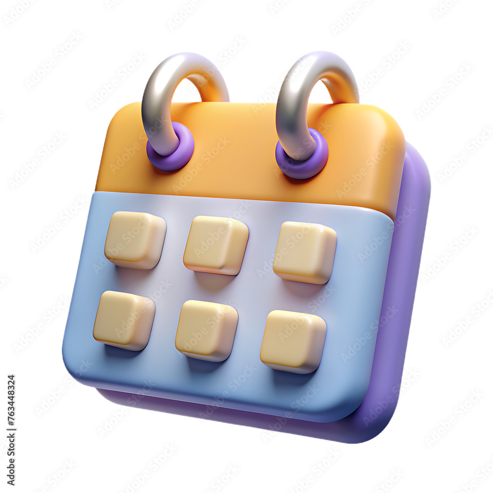 3d render icon illustration time concept calendar with checklist icon ...
