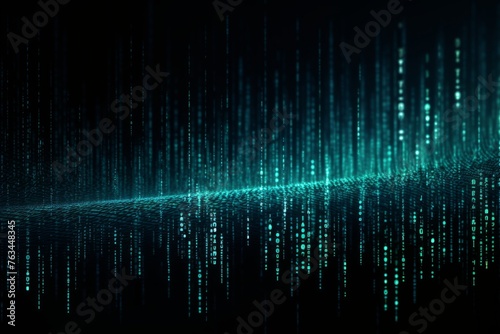 Abstract binary code on dark backdrop. Digital technology background