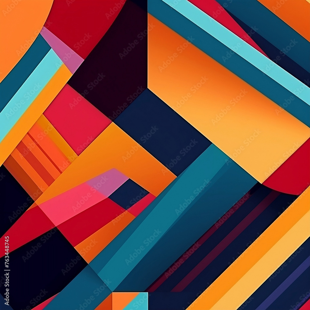 Abstract background with colorful stripes and shapes, 1:1. Abstract background with colorful stripes and shapes, 1:1.