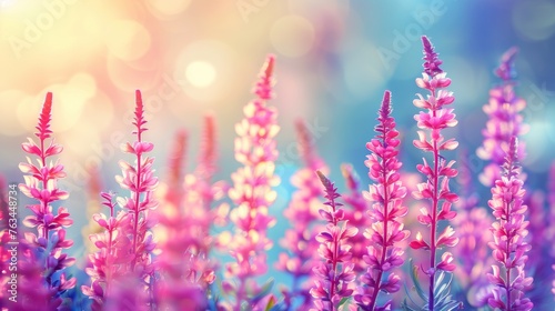 Vibrant spring floral background in early summer  colorful nature scene with soft focus flowers
