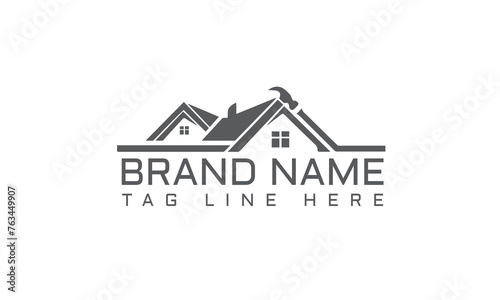 Collection of the hand drawn home, house logos, icons, gardens and cabins. Vector