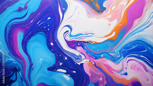 Colorful abstract painting with Fluid Acrylic Swirl. Artistic Dye Canvas