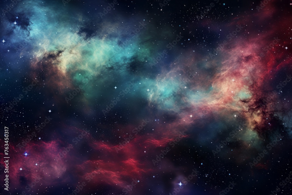 Naklejka premium Cosmic and nebula-filled outer space forming a breathtaking and captivating wallpaper background