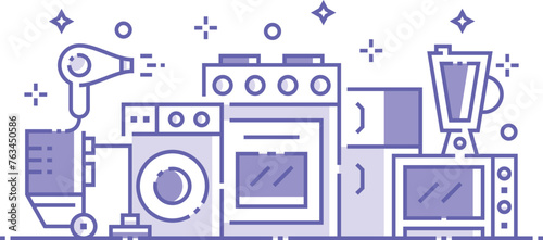home appliances and kitchen illustration