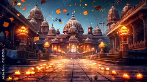 Embraced by the luminous glow of Diwali, the iconic Taj Mahal temple © Алла Морозова