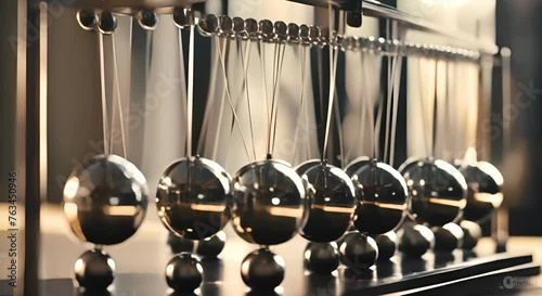 Chrome ball from Newton's Cradle, slow motion photo