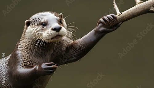 An Otter With Its Claws Extended Gripping Onto A Upscaled 8 photo