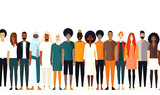 Crowd of people in different color and ethnicity vector illustration. Multiculturalism.	
