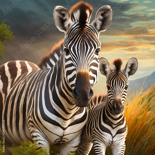 Mother Zebra and Her Colt, Mother Animals are Fun, Animals are Fun series,  Zen Curio Shop