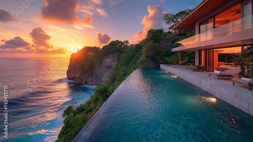 Sunset Paradise: Luxurious Villa Overlooking the Ocean. © Sandris