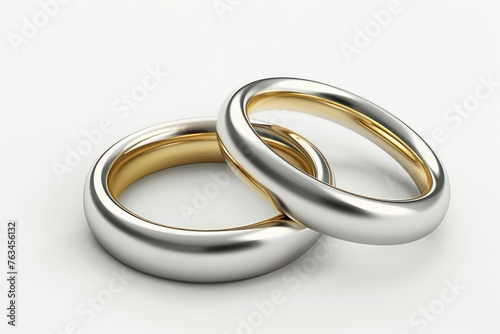 wedding rings on white background