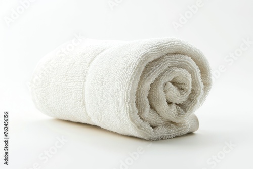 White rolled towel on white background