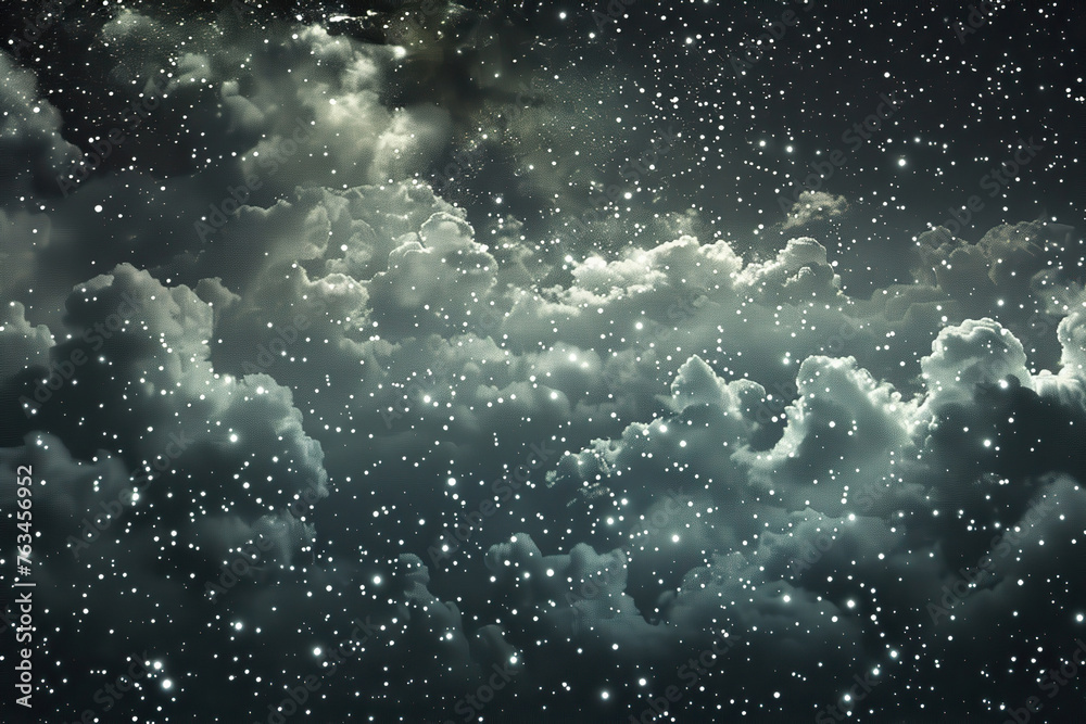 Obraz premium Generative ai on theme of beautiful starfall in sky, bright meteorites glow in atmosphere