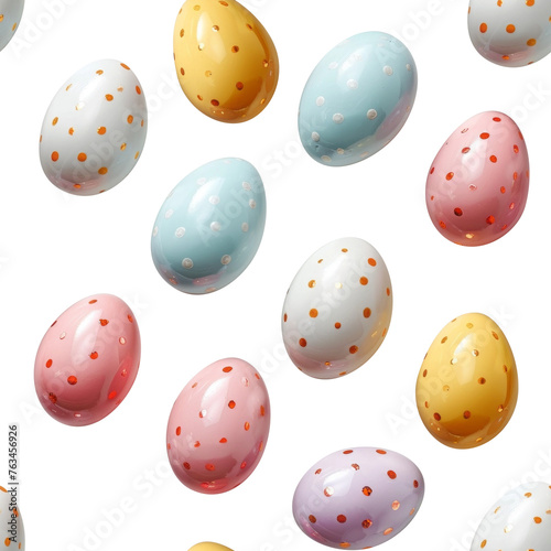 seamless easter eggs isolated on transparent background, png 