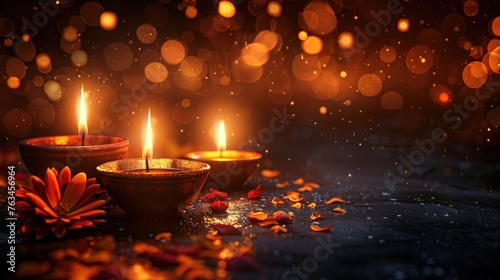 Happy Diwali vector illustration. Festive Diwali and Deepawali card. The Indian festival of lights on color background