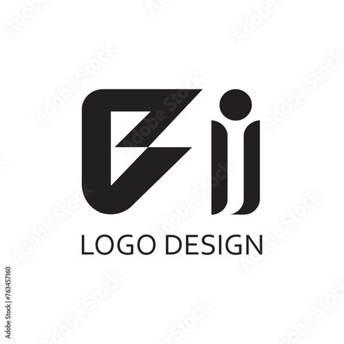 simple black letter bi for logo design