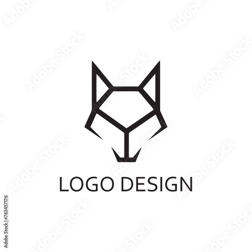 simple black wolf head for logo design