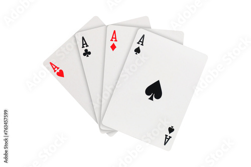 Set of four aces playing cards suits on transparent background © Nofi