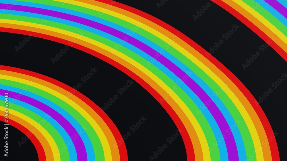 3d abstract rainbow on black background . Colorful retro 80s 90s y2k waves. Pride LGBT flag symbol. Positive good vibes	
