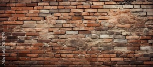 Cracked brick wall close-up texture background