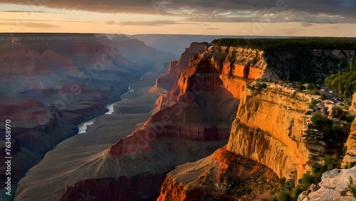 A beautiful river flowing through a gorge generated Ai photo