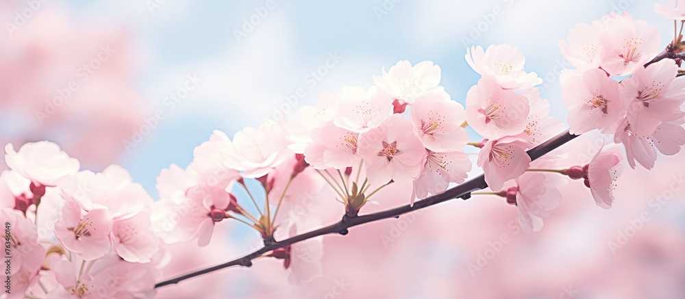 Cherry tree branch with pink blossoms Cherry tree branch with pink blossoms