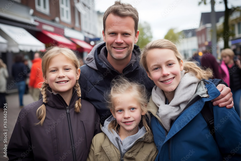 custom made wallpaper toronto digitalScandinavian family man, woman, children talking head shoulders White shot bokeh out of focus background on a cosmopolitan western street vox pop website review or questionnaire candid photo