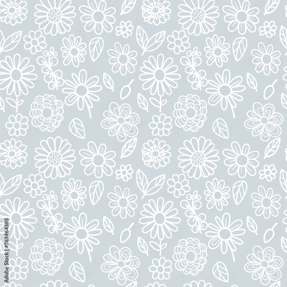 Summer white flower seamless pattern. Little floral wrapping paper background