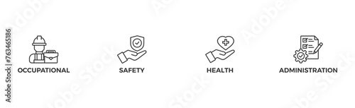 OSHA banner web icon glyph silhouette for occupational safety and health administration with an icon of worker, protection, healthcare, and procedure