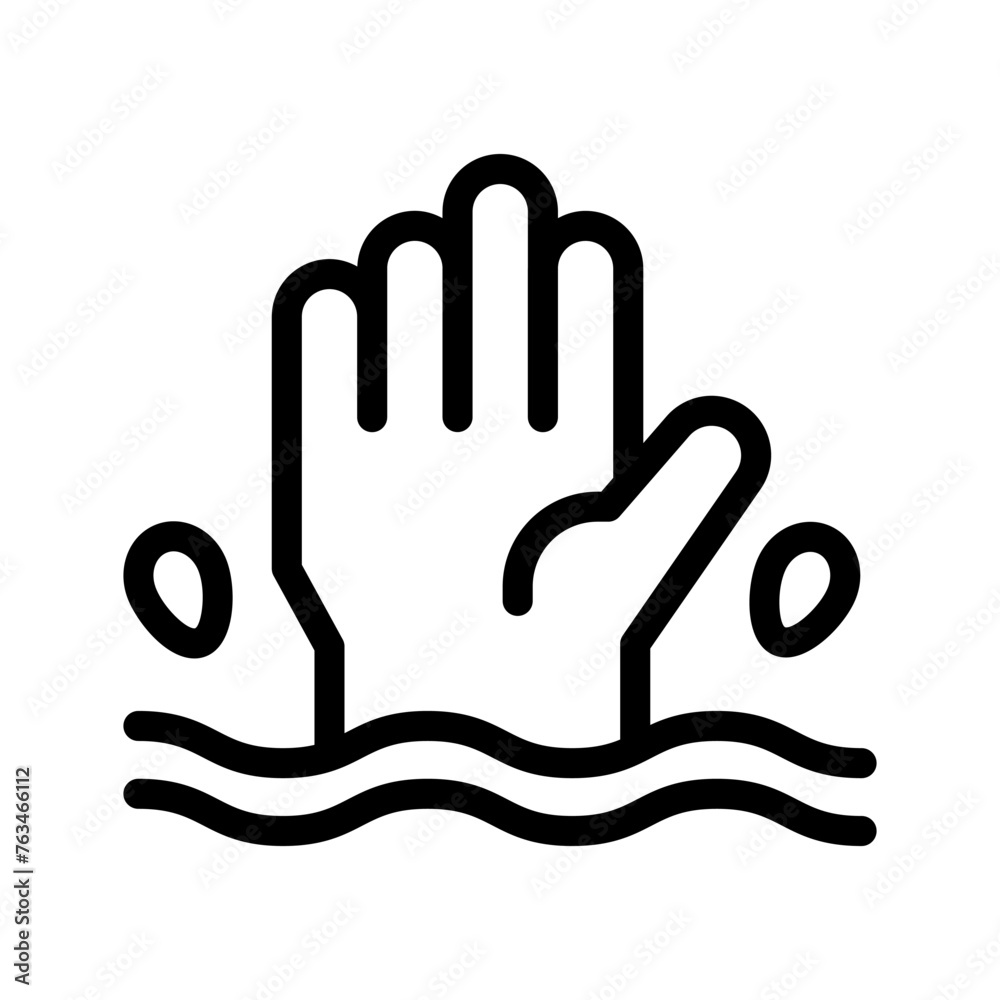 drowning line icon illustration vector graphic
