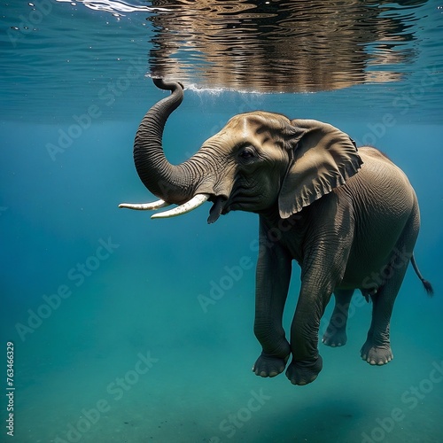 elephant underwater