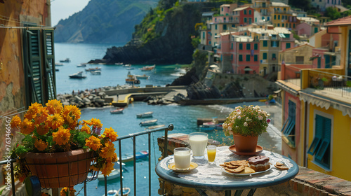 in Cinque Terrea table near by the house breakfast