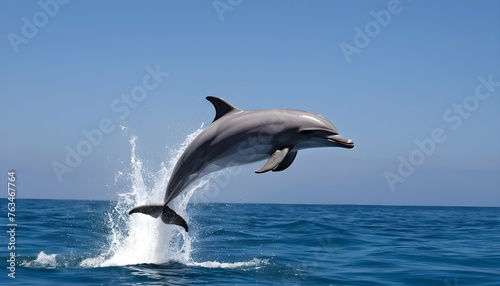 A Dolphin Leaping Out Of The Water In A Majestic A Upscaled